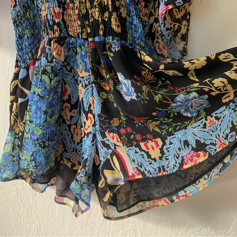 Zara Multicolor Patchwork Print Flowy Floral Romp… - image 7